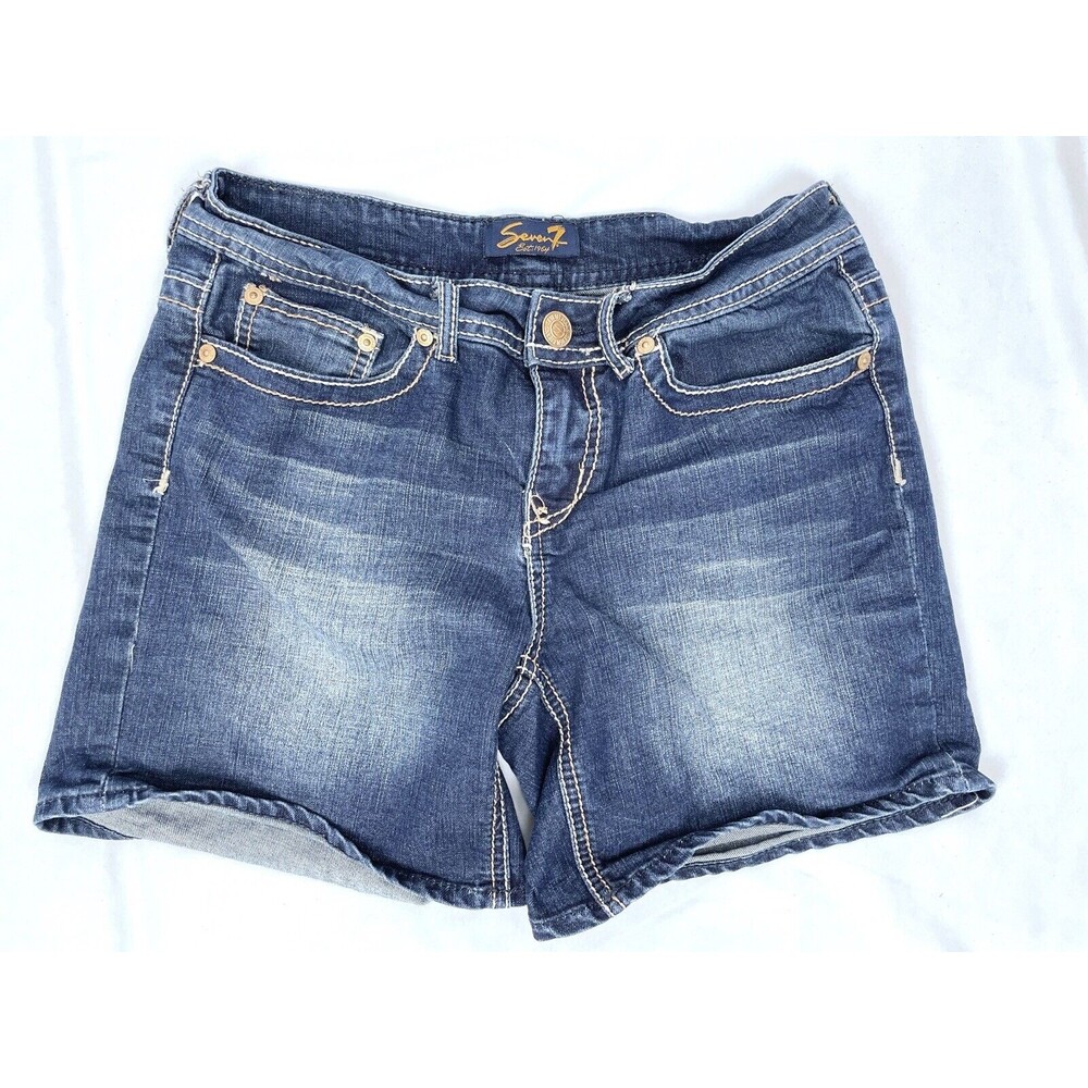 Seven 7 Women‎ Size 6 Denim Jean Shorts Cotton Blend 6” Inseam